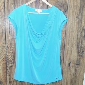 Michael Kors Turquoise Drape Blouse